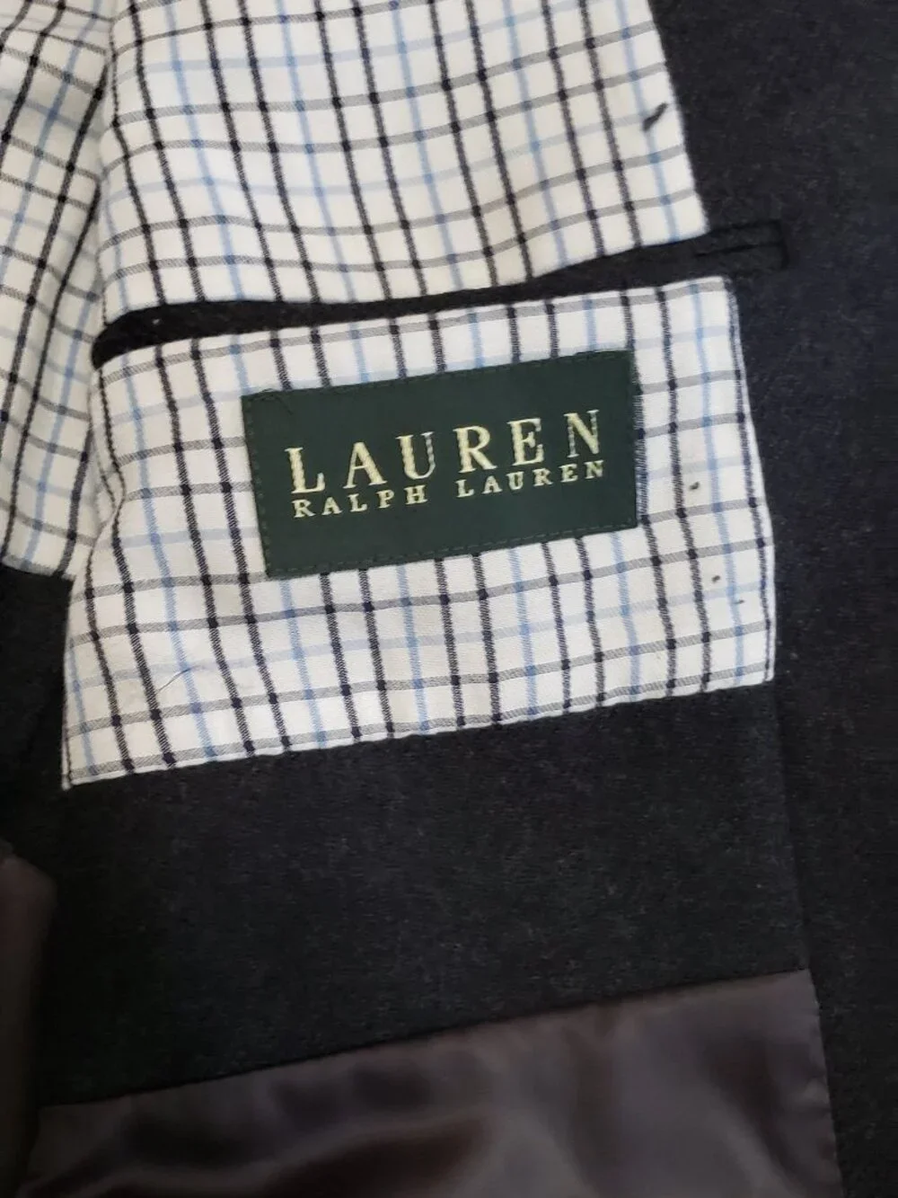 Lauren Ralph Lauren Men's 40R Tweed Charcoal Blazer Coat Jacket Silver Buttons
